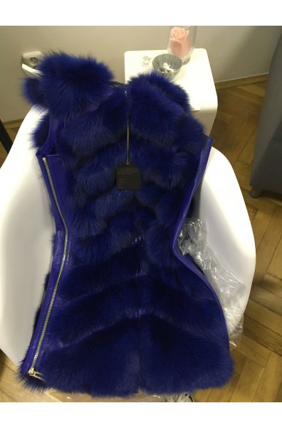 Electric blue kožešinová vesta / nový model