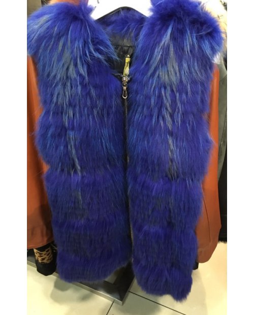Royal blue kožešinová vesta - liška