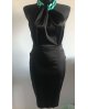 Saténové elastické sexy šaty s holými zády, zdobené lehkým řetězem