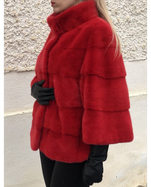 Norkový červený  kabátek NAFA