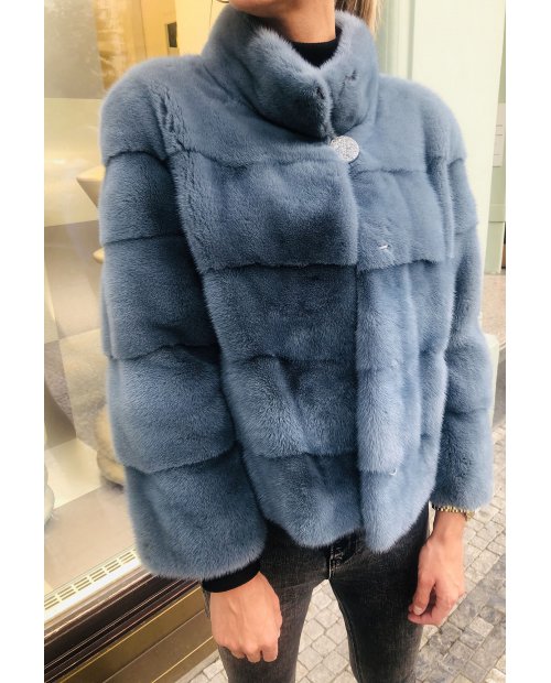 Norkový kabátek NAFA v barvě šedo-modré