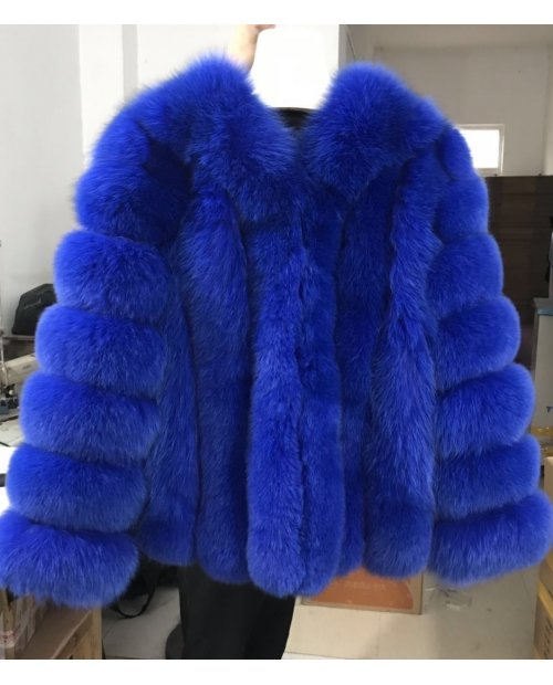 Kožešinový kabátek z lišky - Royal blue