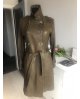 Fashion kožený dlouhý kabát s páskem