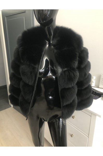 Kožešinový kabátek z lišky - černá
