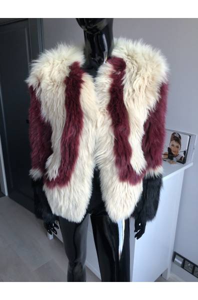 Fashion barevný kabátek z lišky na háčky