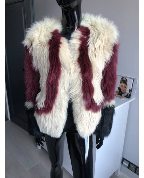 Fashion barevný kabátek z lišky na háčky