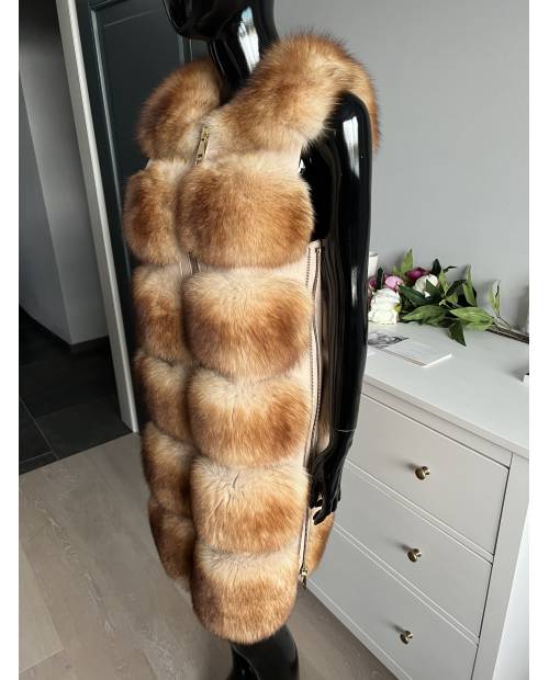 Luxury kožešinová vesta z lišky na zip